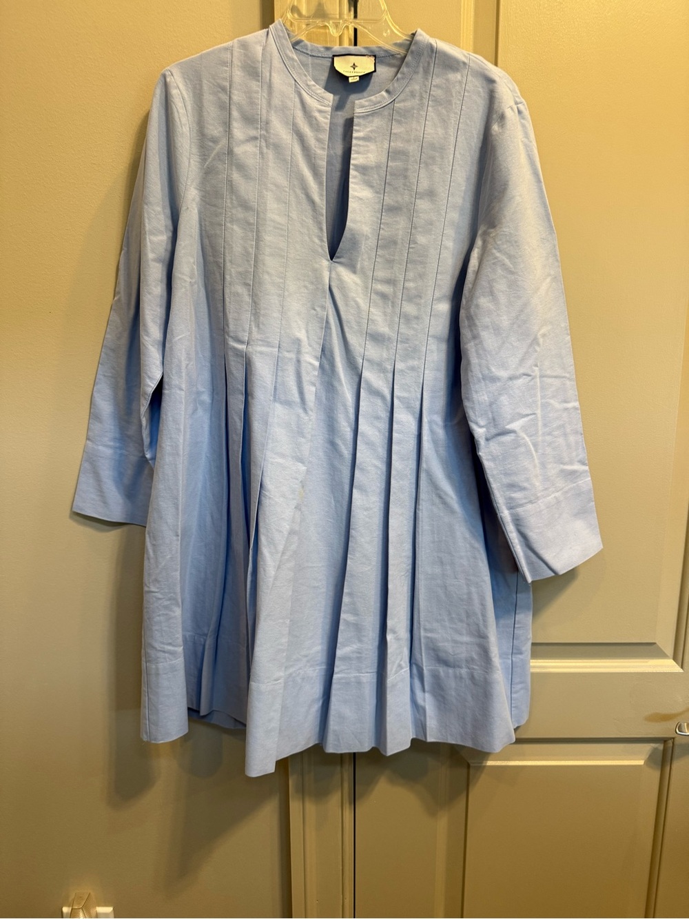 Tuckernuck Light Blue Pleated Long Sleeve Dress